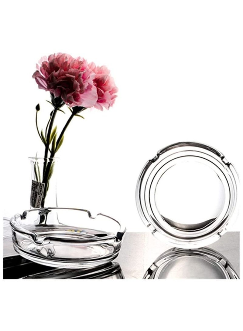 عبوة من قطعتين من منافض السجائر الزجاجية الشفافة والبسيطة للسجائر والسيجار، منافض سجائر عصرية محمولة للمنزل والمكتب والمقاهي والفنادق والأماكن الخارجية، حاملات سجائر أنيقة وجميلة. - Image 4